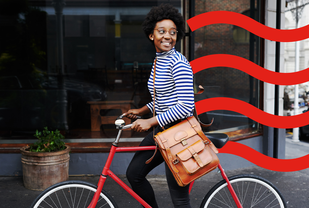 A woman riding a bike 