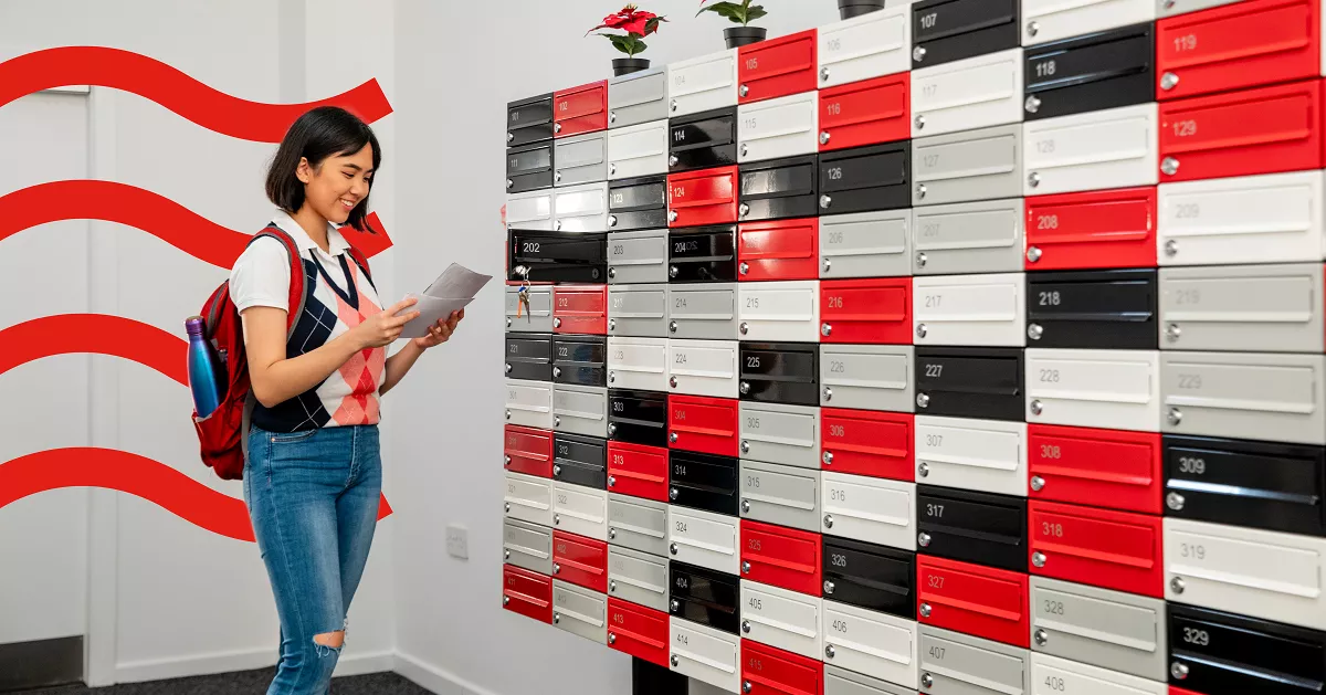 Lady checking mail